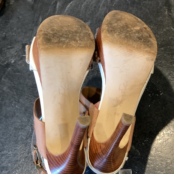 Women’s Marc Fisher Stacie tan brown leather stiletto heel sandals shoes size 9 - Picture 8 of 10